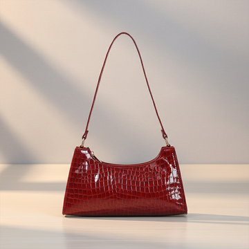 Croc Textured Shoulder-Redish