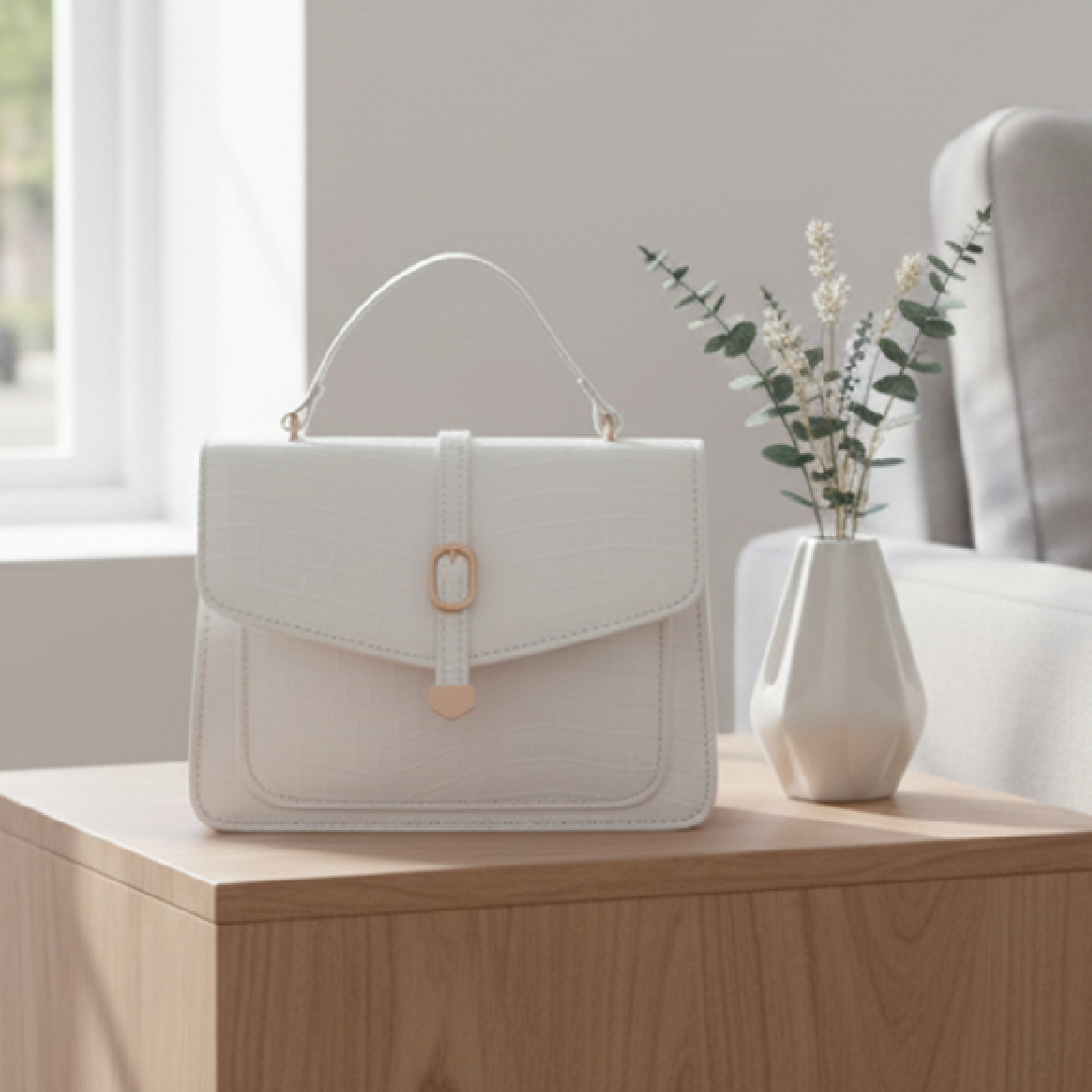 CROCO Handbag White